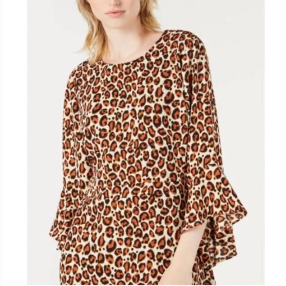 Bar III Bell-Sleeve Leopard Print Dress Size 2 - Picture 9 of 15